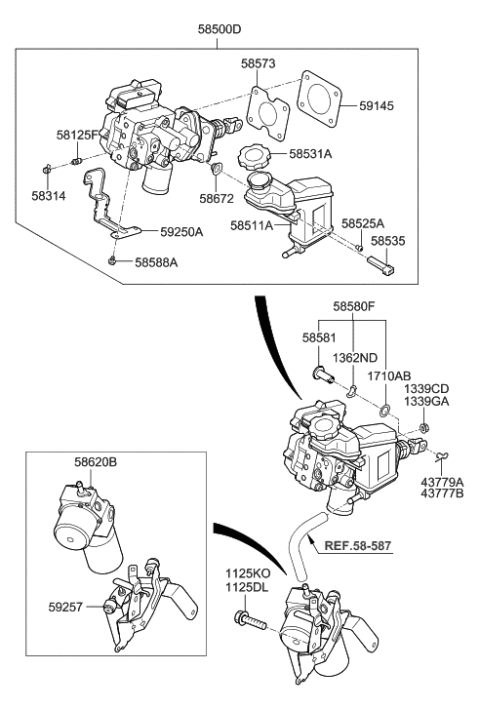 2017 Hyundai Sonata Hybrid Integrated Brake ACTUATION Uni Diagram for 58500-E6090