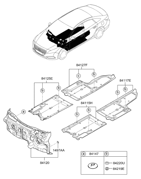 2017 Hyundai Sonata Hybrid Under Cover Assembly-Floor Front,LH Diagram for 84135-C1000