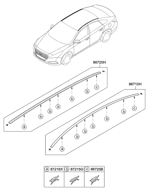 2017 Hyundai Sonata Hybrid Roof Garnish & Rear Spoiler Diagram 1