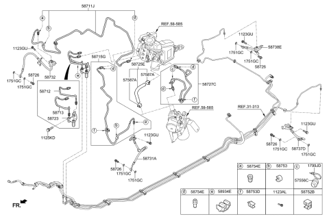 2017 Hyundai Sonata Hybrid Connector Assembly-Brake Fuel Line Diagram for 58723-C1000