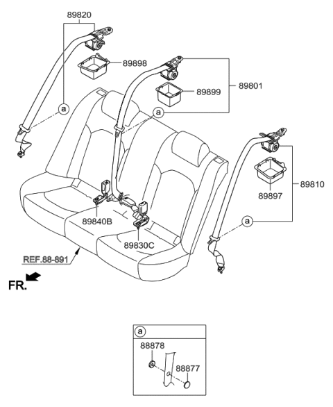 2017 Hyundai Sonata Hybrid Buckle Assembly-Rear Seat Belt,RH Diagram for 89840-C1000-TRY