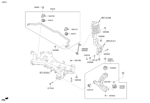 2017 Hyundai Sonata Hybrid Link Assembly-Front Stabilizer,LH Diagram for 54830-E6000