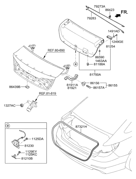 2017 Hyundai Sonata Hybrid Trunk Lid Trim Diagram