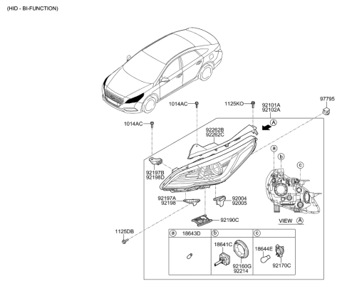 2017 Hyundai Sonata Hybrid Ballast Assembly-Headlamp Diagram for 92190-E6020