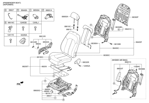 2021 Hyundai Elantra Cushion Assembly(W/O Track),Passenger Diagram for 88203-E6000-S3G