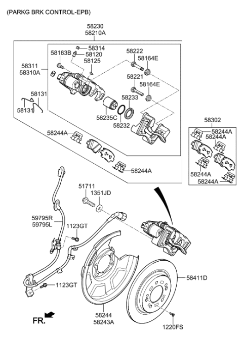 2017 Hyundai Sonata Hybrid Rear Wheel Brake Diagram 2