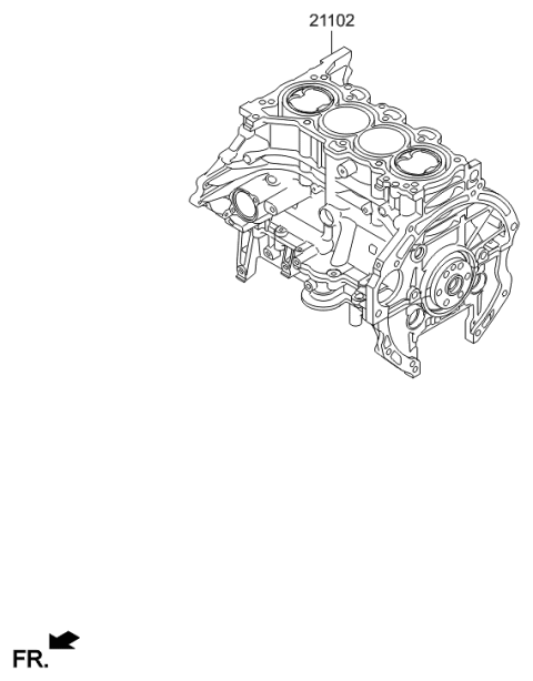 2016 Hyundai Sonata Hybrid Engine Assembly-Short Diagram for 2D322-2EU02