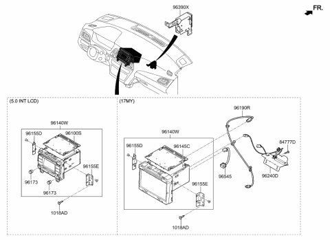 2017 Hyundai Sonata Hybrid Audio Assembly Diagram for 96180-C2000-4XFLT