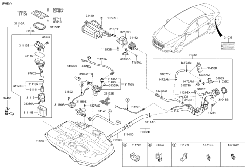 2016 Hyundai Sonata Hybrid Air Filter Assembly Diagram for 31453-C1100