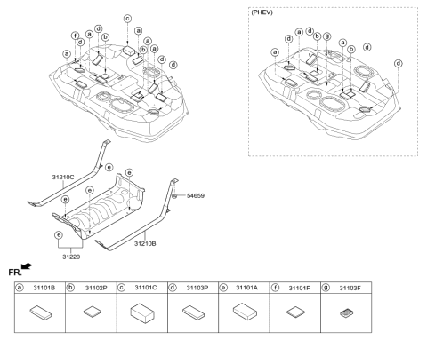 2016 Hyundai Sonata Hybrid Band Assembly-Fuel Tank LH Diagram for 31210-C1000