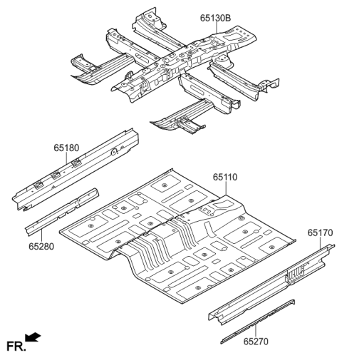 2017 Hyundai Sonata Hybrid Panel Assembly-Center Floor Diagram for 65110-E6001