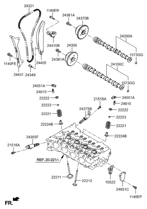 2017 Hyundai Sonata Hybrid Camshaft Assembly-Intake Diagram for 24100-2E650