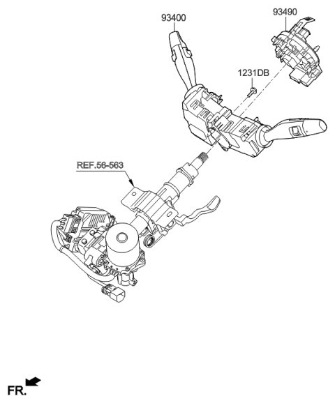 2021 Hyundai Elantra Clock Spring Contact Assembly Diagram for 93490-C2225