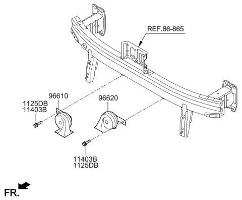2021 Hyundai Elantra Horn Assembly-High Pitch Diagram for 96620-E6200