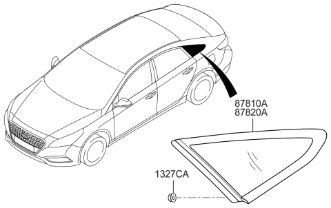 2017 Hyundai Sonata Hybrid Glass & MOULDING Assembly-Quarter Diagram for 87810-C1010