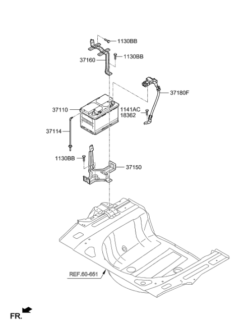 2021 Hyundai Elantra Battery Sensor Assembly Diagram for 37180-E6101