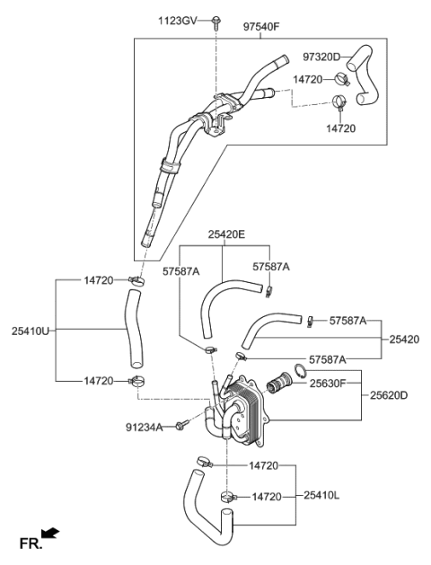 2020 Hyundai Elantra Korean made Oil Cooling Diagram
