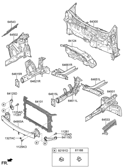 2020 Hyundai Elantra Korean made Fender Apron & Radiator Support Panel Diagram