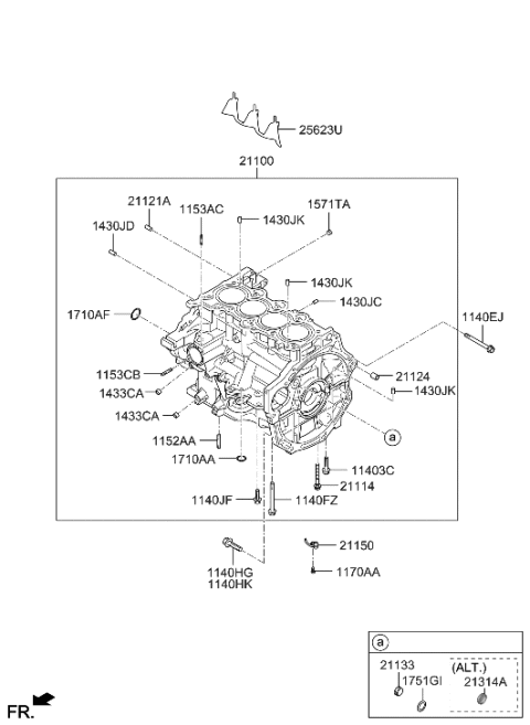 2019 Hyundai Elantra Korean made Cylinder Block Diagram 1