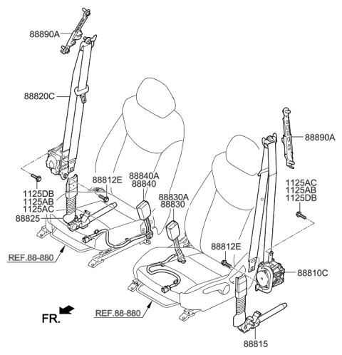 2006 Hyundai Tiburon Bolt-Seat Belt Anchor Mounting Diagram for 19117-07287-K