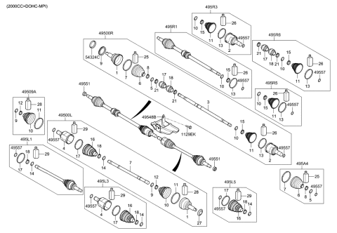 2020 Hyundai Elantra Drive Shaft (Front) Diagram 1