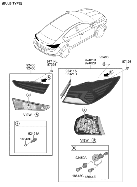 2006 Hyundai Tiburon Lamp Assembly-Rear Comb Outside,LH Diagram for 92401-F2610