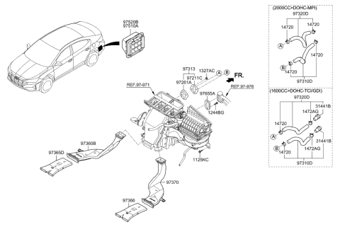 2020 Hyundai Elantra Korean made Heater System-Duct & Hose Diagram