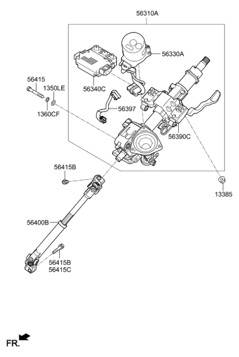 2020 Hyundai Elantra Korean made Steering Column & Shaft Diagram