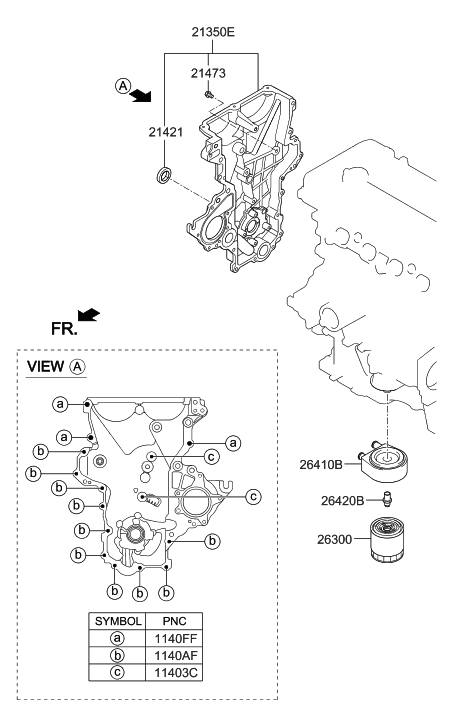 2020 Hyundai Elantra Front Case & Oil Filter Diagram 1