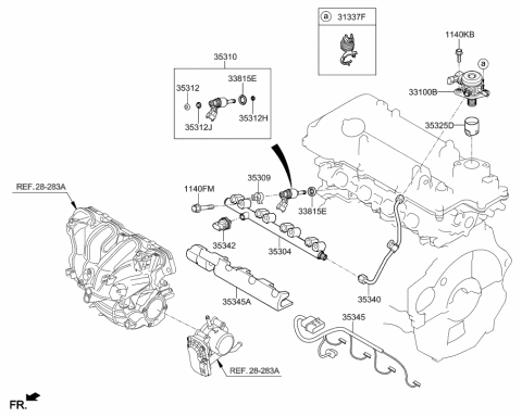 2019 Hyundai Elantra Throttle Body & Injector Diagram 1