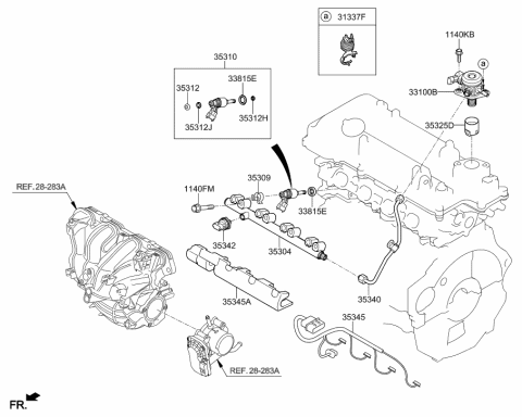 2020 Hyundai Elantra Korean made Throttle Body & Injector Diagram 1