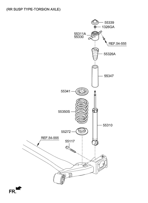 2020 Hyundai Elantra Rear Shock Absorber Assembly Diagram for 55307-F2EC0