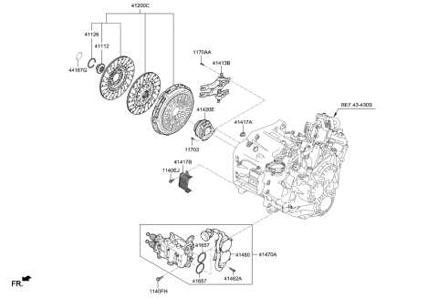 2020 Hyundai Elantra Korean made Clutch & Release Fork Diagram 5