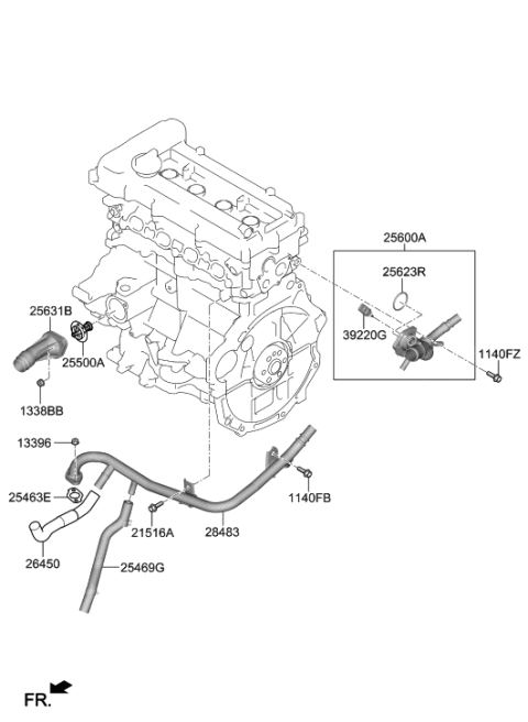 2019 Hyundai Elantra Coolant Pipe & Hose Diagram 1