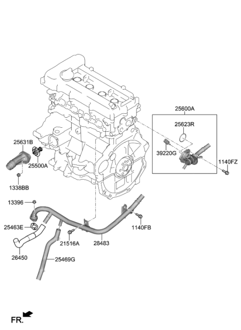 2020 Hyundai Elantra Coolant Pipe & Hose Diagram 1