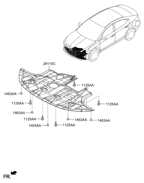 2020 Hyundai Elantra Korean made Under Cover Diagram