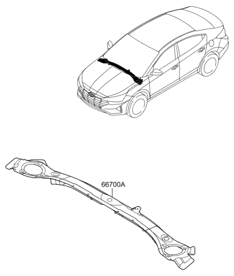 2020 Hyundai Elantra Korean made Cowl Panel Diagram