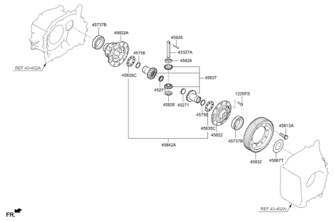 2020 Hyundai Elantra Gear-Differential Drive Diagram for 45832-2F000