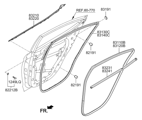 2019 Hyundai Elantra Rear Door Moulding Diagram