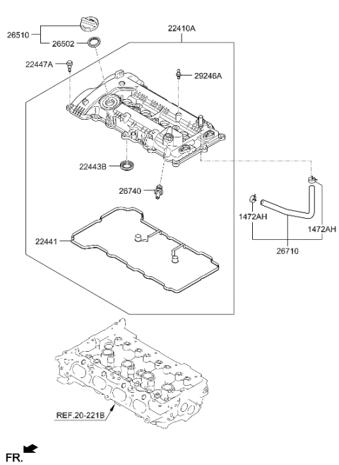 2020 Hyundai Elantra Korean made Rocker Cover Diagram 2