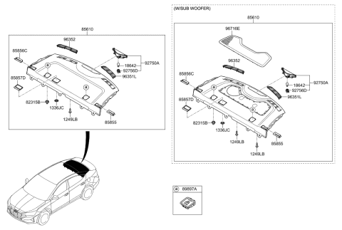 2020 Hyundai Elantra Korean made Rear Package Tray Diagram