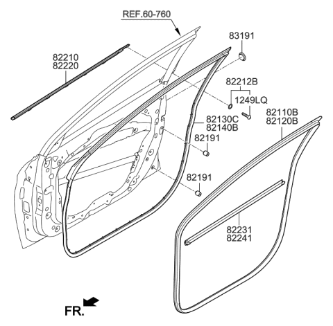 2020 Hyundai Elantra Korean made Front Door Moulding Diagram