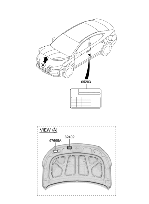 2020 Hyundai Elantra Korean made Label Diagram 2
