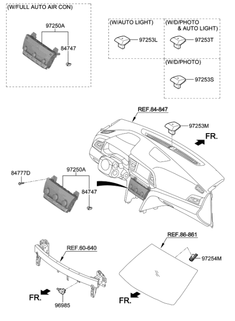 2020 Hyundai Elantra Heater Control Assembly Diagram for 97250-F3DA0-KEX