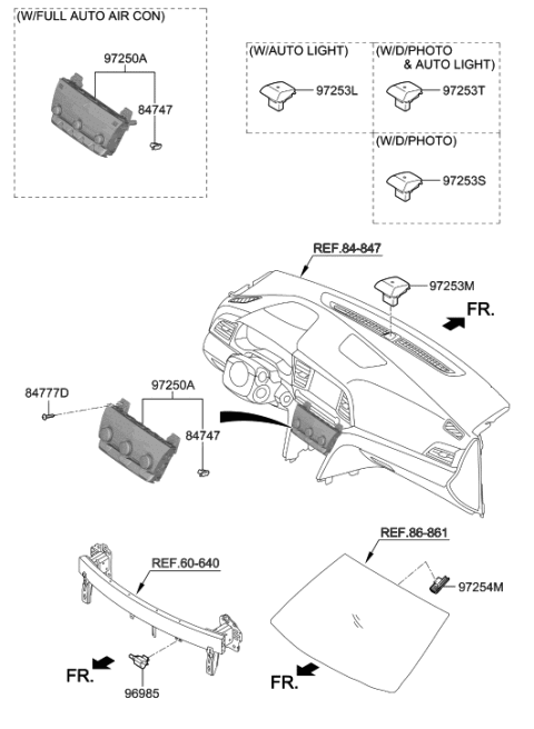 2023 Hyundai Genesis Electrified GV70 Heater Control Assembly Diagram for 97250-F2AH0-KEX