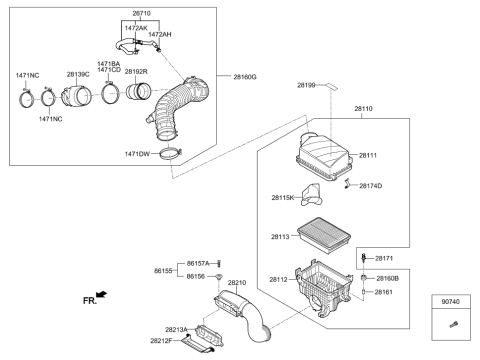2020 Hyundai Elantra Korean made Air Cleaner Diagram 1