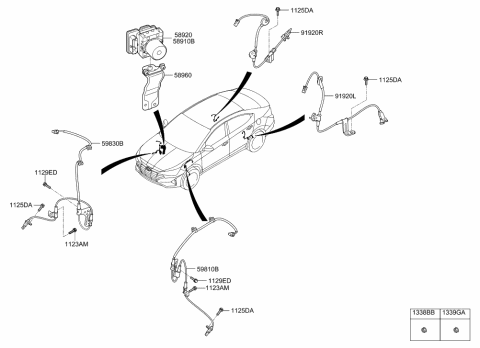 2020 Hyundai Elantra Brake Hydraulic Unit Assembly Diagram for 58910-F2620