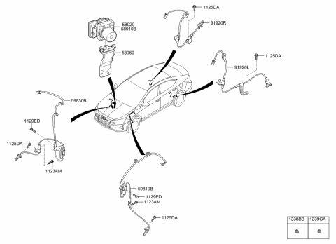 2020 Hyundai Elantra Brake Hydraulic Unit Assembly Diagram for 58910-F2520