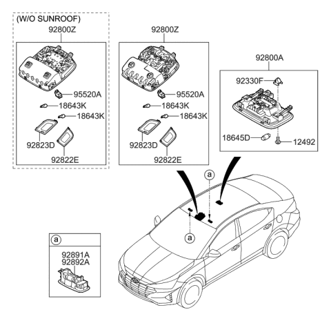 2020 Hyundai Elantra Korean made Room Lamp Diagram