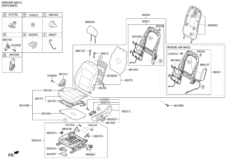 2020 Hyundai Elantra Front Cushion Covering, Left Diagram for 88160-F2041-YJA